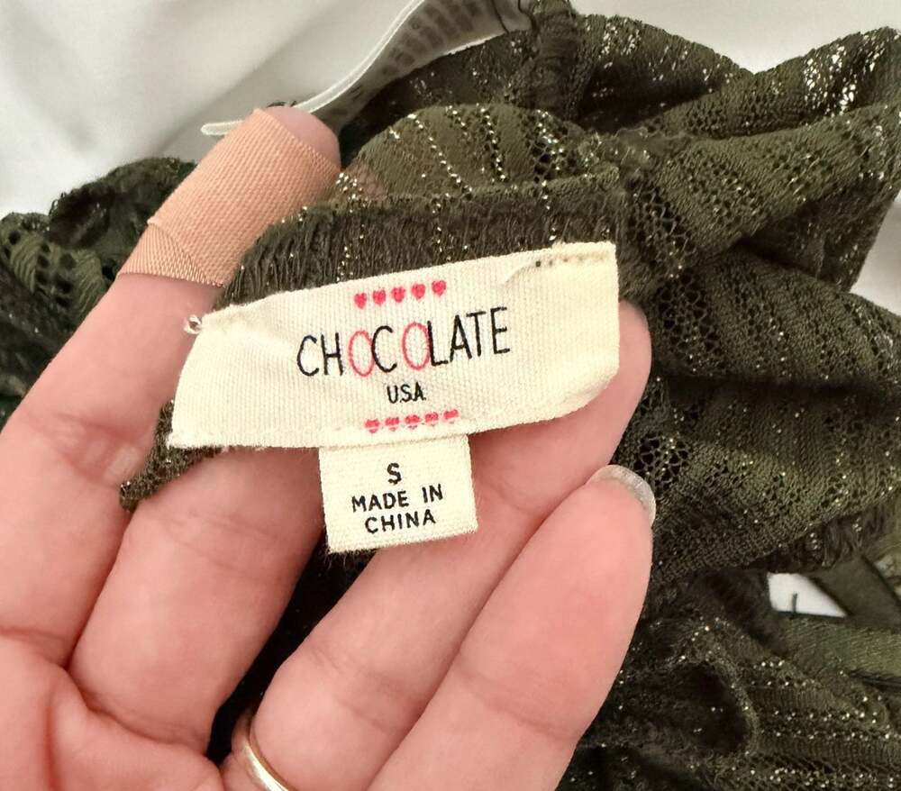 Chocolate USA Green Lace Underwire Bustier Bodysuit Size S - Picture 8 of 8